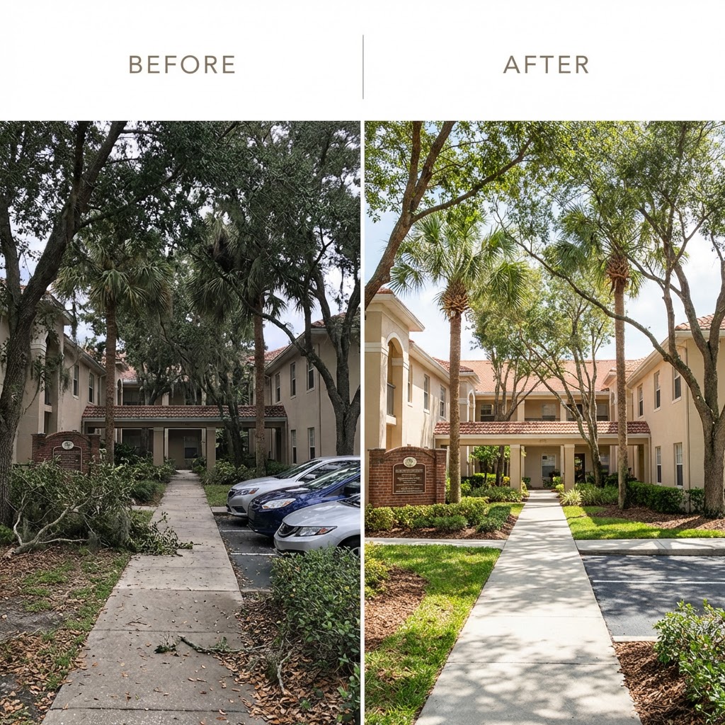Before and after commercial tree maintenance